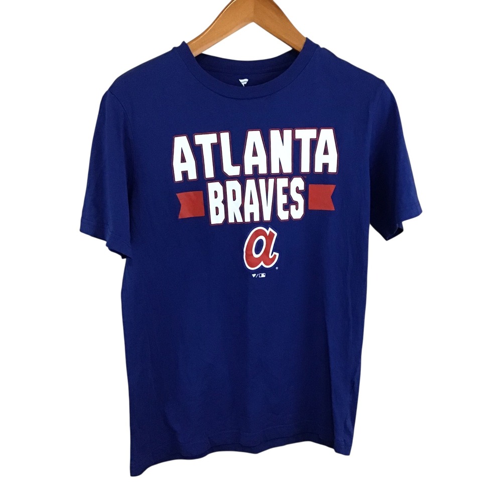 Fanatics Atlanta Braves MLB Mens Medium Royal Blue Graphic Short Sleeve T-Shirt
